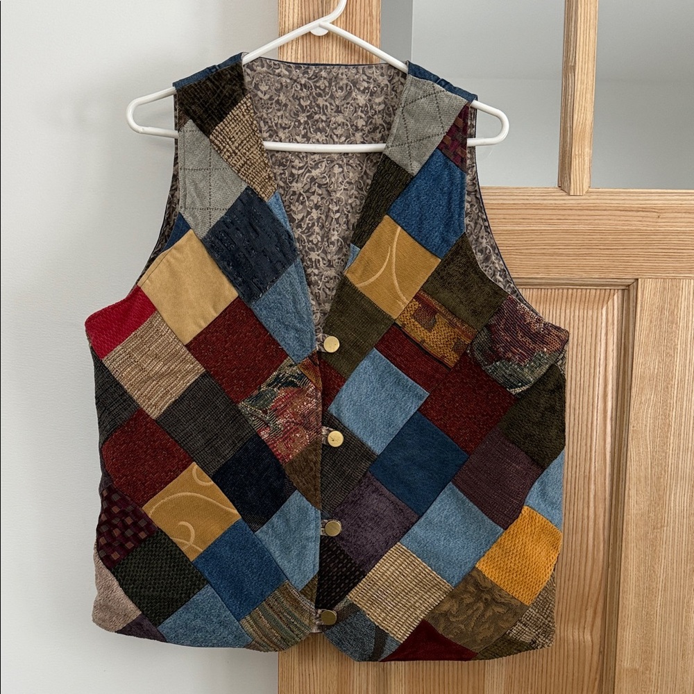 Reversible Patchwork Multicolor Vest